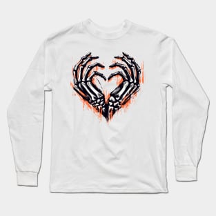 Skeleton Hands Heart Sign Halloween Long Sleeve T-Shirt